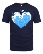 Gentle Marine Water Current Heart Shape Soft Tshirt - navy t-shirt on white background