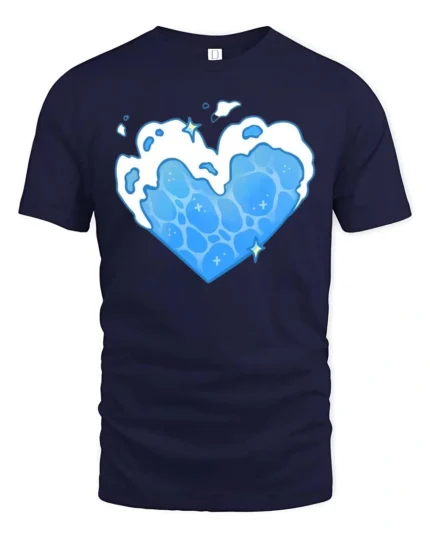 Gentle Marine Water Current Heart Shape Soft Tshirt - navy t-shirt on white background