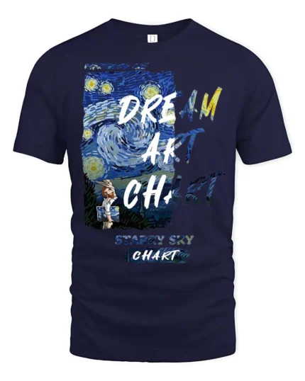 Marvelous Vincent Van Gogh Starry Night Painter Graphic Tee - navy t-shirt on white background