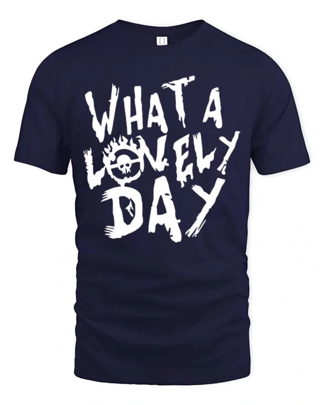 Dystopian Wasteland Flaming Skull Symbol Graphic Tee - navy t-shirt on white background