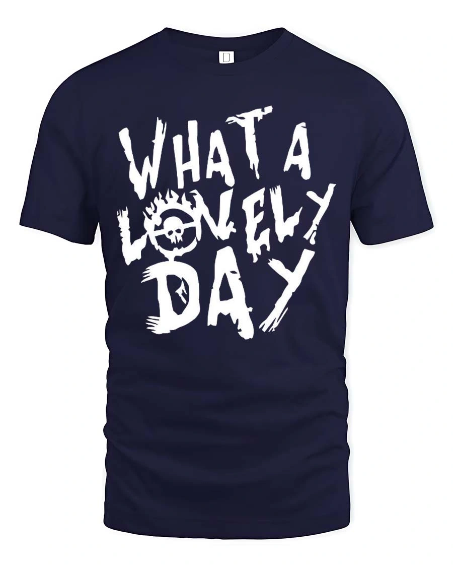 Dystopian Wasteland Flaming Skull Symbol Graphic Tee - 1 Dystopian Wasteland Flaming Skull Symbol Graphic Tee - navy t-shirt on white background