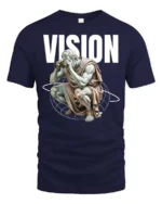 Profound Classical Thinker Vision Globe Graphic Tshirt - navy t-shirt on white background