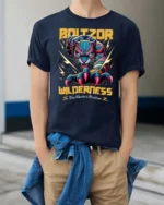 Energetic Lightning Boltzer Electric Panther Graphic Tee - model wearing navy tee with hands in pockets