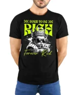 Dazzling Born To Be Rich Crowned Baby Graphic Tshirt - model wearing black tee with hands behind back