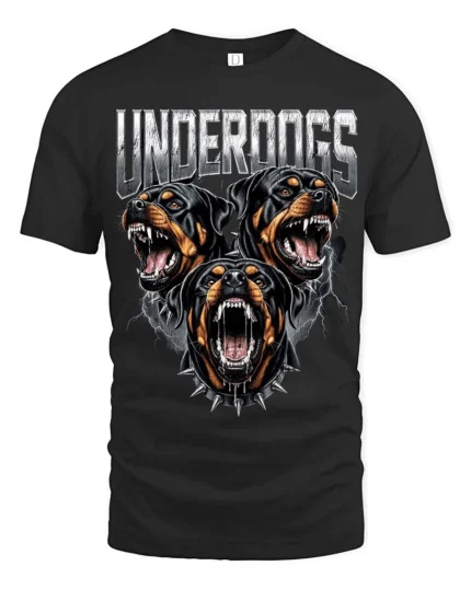 Intimidating Underdogs Snarling Rottweiler Guard Dog Soft Tshirt - black t-shirt on white background