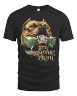 Powerful Lavlay Profit Pitbull Chomp Money Graphic Tee - black t-shirt on white background