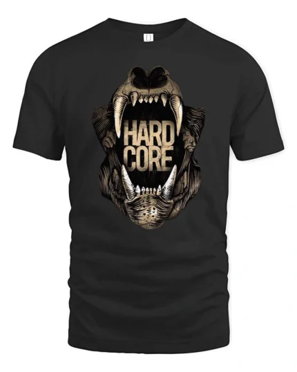 Intense Hardcore Roaring Bear Monster Jaws Graphic Tee - black t-shirt on white background