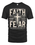 Inspiring Faith Over Fear Psalm Bible Verse Graphic Tee - black t-shirt on white background