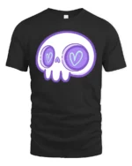 Charming Pastel Sugar Skull Heart Eyes Gothic Graphic Tee - black t-shirt on white background