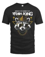 Nocturnal Trash King Raccoon Crown Luxury Graphic Tee - black t-shirt on white background