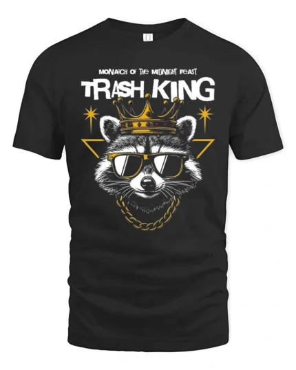 Nocturnal Trash King Raccoon Crown Luxury Graphic Tee - black t-shirt on white background