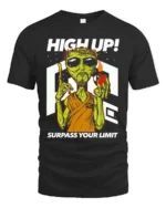 Dynamic High Up Alien Surpass Your Limit Sci Fi Graphic Tee - black t-shirt on white background