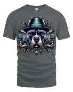 Classy Pitbull Wearing Top Hat Luxury Streetwear Tshirt - gray t-shirt on white background