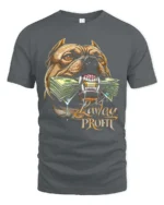 Powerful Lavlay Profit Pitbull Chomp Money Graphic Tee - gray t-shirt on white background