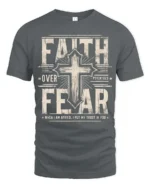 Inspiring Faith Over Fear Psalm Bible Verse Graphic Tee - gray t-shirt on white background