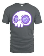 Charming Pastel Sugar Skull Heart Eyes Gothic Graphic Tee - gray t-shirt on white background