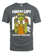 Dynamic High Up Alien Surpass Your Limit Sci Fi Graphic Tee - gray t-shirt on white background