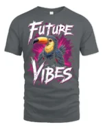 Tropical Future Vibes Toucan Bird Splash Graphic Tee - gray t-shirt on white background