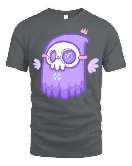 Whimsical Pastel Grim Reaper Floating Angel Wings Tshirt - gray t-shirt on white background