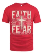 Inspiring Faith Over Fear Psalm Bible Verse Graphic Tee - red t-shirt on white background