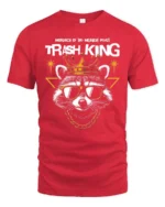 Nocturnal Trash King Raccoon Crown Luxury Graphic Tee - red t-shirt on white background