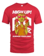 Dynamic High Up Alien Surpass Your Limit Sci Fi Graphic Tee - red t-shirt on white background