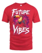 Tropical Future Vibes Toucan Bird Splash Graphic Tee - red t-shirt on white background