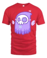 Whimsical Pastel Grim Reaper Floating Angel Wings Tshirt - red t-shirt on white background