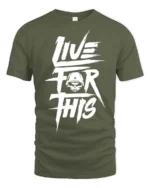 Rugged Live For This Military Skull Helmet Graphic Tee - military green t-shirt on white background