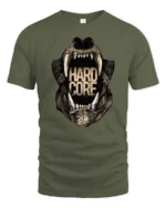 Intense Hardcore Roaring Bear Monster Jaws Graphic Tee - military green t-shirt on white background