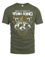 Nocturnal Trash King Raccoon Crown Luxury Graphic Tee - military green t-shirt on white background