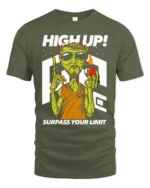 Dynamic High Up Alien Surpass Your Limit Sci Fi Graphic Tee - military green t-shirt on white background