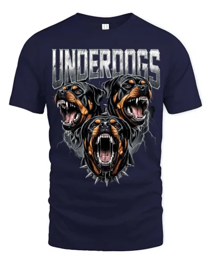 Intimidating Underdogs Snarling Rottweiler Guard Dog Soft Tshirt - navy t-shirt on white background