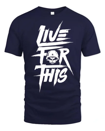 Rugged Live For This Military Skull Helmet Graphic Tee - navy t-shirt on white background
