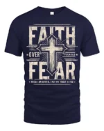 Inspiring Faith Over Fear Psalm Bible Verse Graphic Tee - navy t-shirt on white background