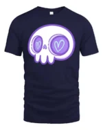 Charming Pastel Sugar Skull Heart Eyes Gothic Graphic Tee - navy t-shirt on white background