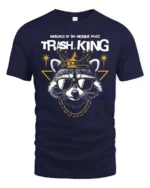 Nocturnal Trash King Raccoon Crown Luxury Graphic Tee - navy t-shirt on white background