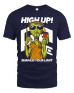 Dynamic High Up Alien Surpass Your Limit Sci Fi Graphic Tee - navy t-shirt on white background
