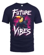 Tropical Future Vibes Toucan Bird Splash Graphic Tee - navy t-shirt on white background