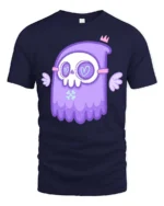 Whimsical Pastel Grim Reaper Floating Angel Wings Tshirt - navy t-shirt on white background
