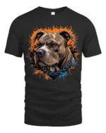 Ferocious Pitbull Portrait Splatter Paint Graphic Tee - black t-shirt on white background