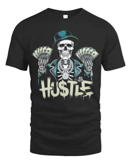 Opulent Hustle Millionaire Skeleton Top Hat Soft Tshirt - black t-shirt on white background