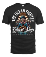 Thrilling The Ocean Fighter Ghost Ship Pirate Crew Tshirt - black t-shirt on white background