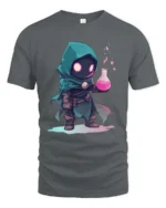 Enchanting Miniature Alchemist Hooded Rogue Magic Graphic Tee - gray t-shirt on white background