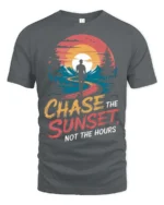 Inspiring Chase The Sunset Outdoor Nature Graphic Tee - gray t-shirt on white background