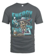 Suave Dapper Skeleton Energy Cocktail Cigar Graphic Tee - gray t-shirt on white background