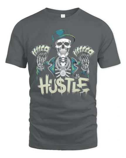 Opulent Hustle Millionaire Skeleton Top Hat Soft Tshirt - gray t-shirt on white background