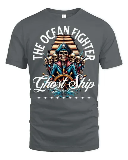 Thrilling The Ocean Fighter Ghost Ship Pirate Crew Tshirt - gray t-shirt on white background