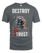 Edgy Destroy My Trust Broken Crystal Skull Gothic Tshirt - gray t-shirt on white background