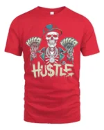 Opulent Hustle Millionaire Skeleton Top Hat Soft Tshirt - red t-shirt on white background